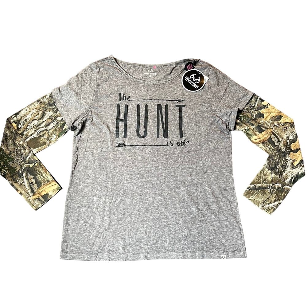 Realtree Women's XL "The Hunt Is On" Long Sleeve Active Shirt NEW